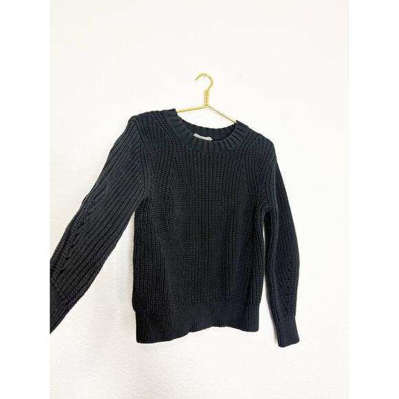 Everlane Texture Cotton Crewneck Sweater Size Small Black Fisherman Grandpa - Picture 8 of 11